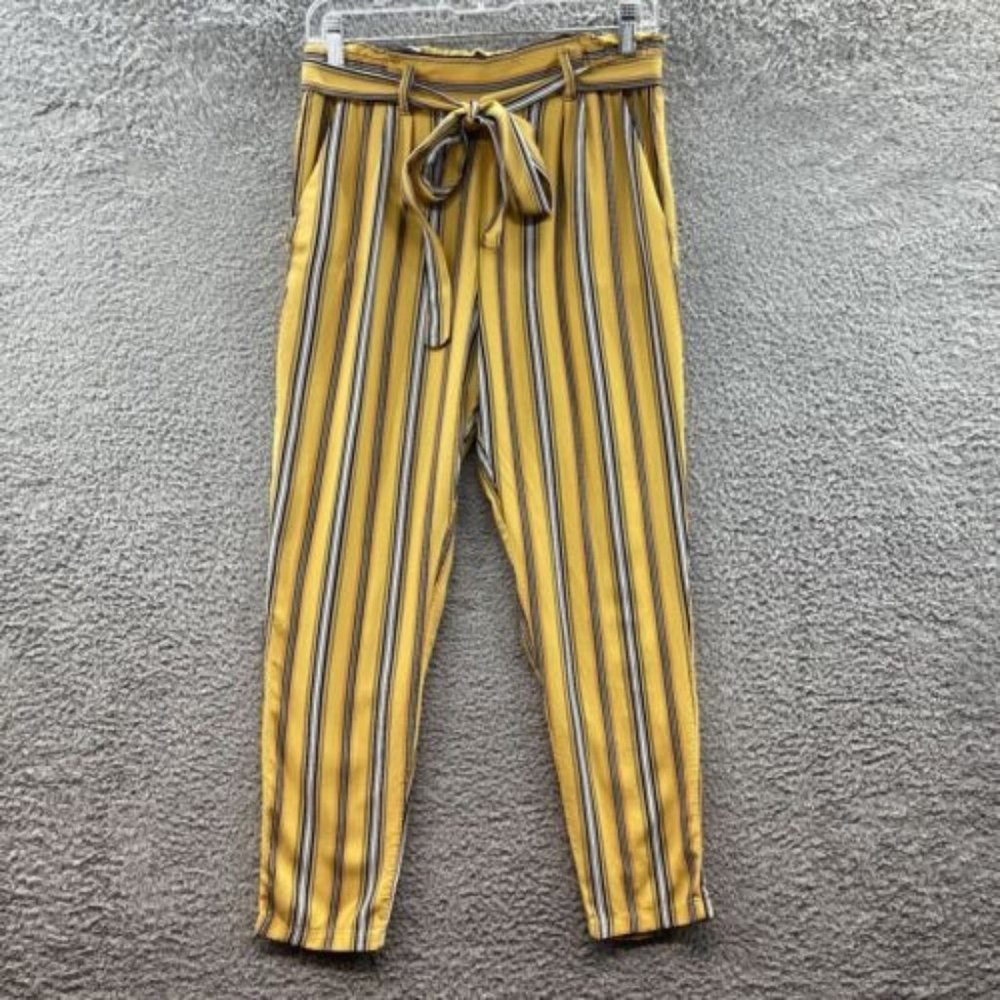 Revamped Pants Size Juniors' Medium Yellow Striped Pants Juniors' Size‎ M